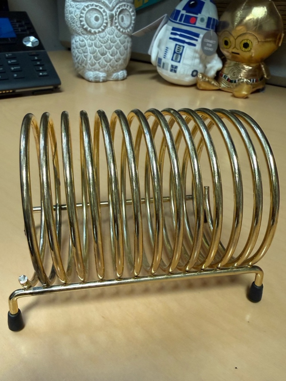 Vintage‎ Gold Wire Spiral Letter Rack Mail Organizer Desk Accessory Metal Coil